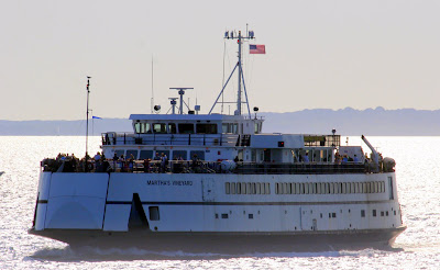 The Martha's Vineyard ferry crosses Nantucket Sound, west of the Cape Wind site.