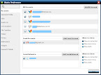 Tela de Preferências: pode-se adicionar mais de um msn e gtalk para ser utilizado. Também é possível adicionar várias contas de e-mail e ainda usuários Twitter.