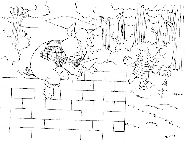 Dibujos para colorear de los 3 cerditos y el lobo - Imagui