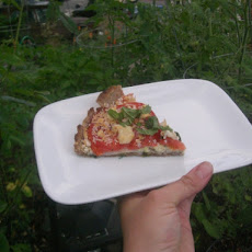 Spelt Crusted Heirloom Tomato Tart with Basil Aioli and Goat Cheese