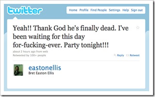 Bret Easton Ellis tweeted