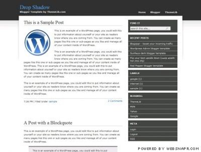 drop-shadow-blogspot-template, wordpress to blogger template conversion