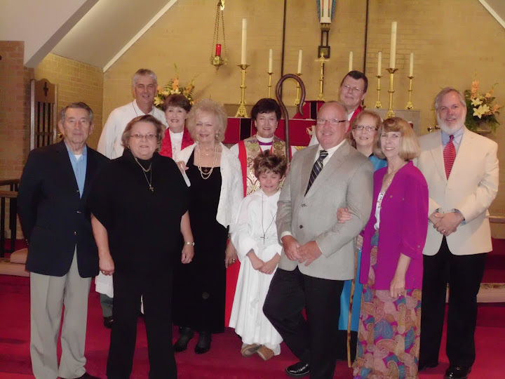 Dwain and Alice with Bishop, Clergy, Family, and Sponsors