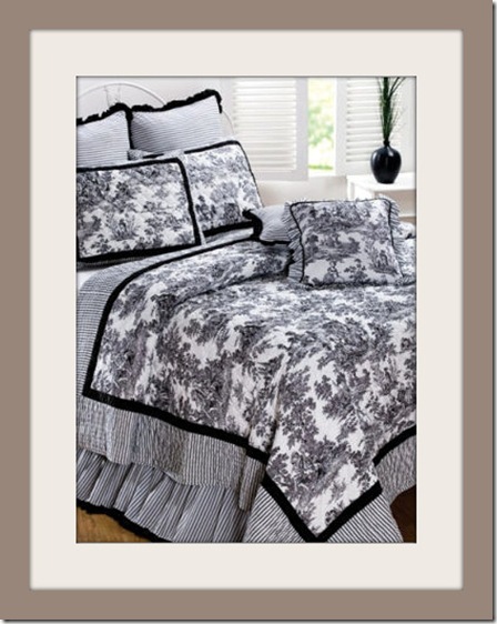 Black Toile de Jouy Quilt Set Black Toile de Jouy Quilt Set