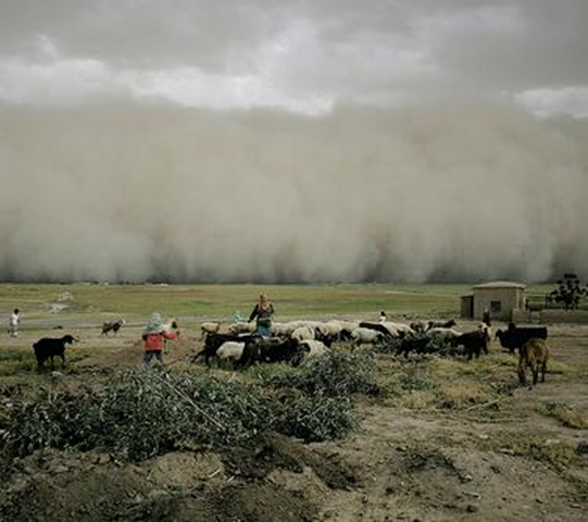 Sandstorm overtakes a village in northeastern Syria. (Photo by Rocco Palermo)