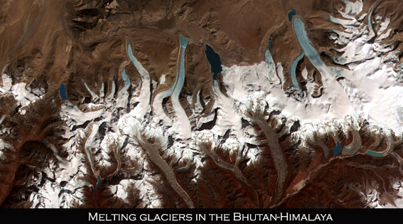 Melting glaciers in the Bhutan-Himalaya