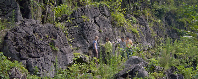 Geologists examining the Permian-Triassic boundary in the field on the Great Bank of Guizhou. Jonathan Payne