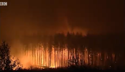 Forest fires rage out of control in Russia, 30 July 2010. BBC