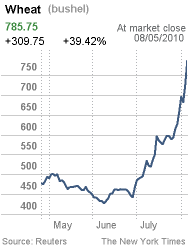 Wheat (bushel) price, 5 August 2010. Reuters / NYT
