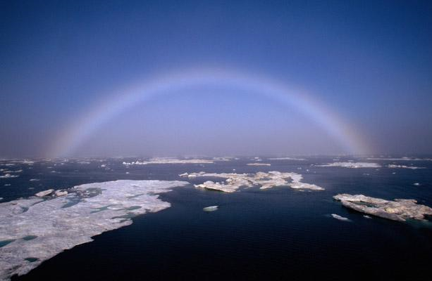 A fogbow over the thawing sea ice in the Arctic summer. Picture: Arctic Photo / Barcroft Media