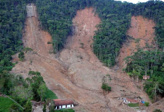 A handout picture provided by Radiobras shows a general view of a zone affected by rains in Santa Rita, near Teresopolis, Brazil, 21 January 2011. EPA / VALTER CAMPANATO HO