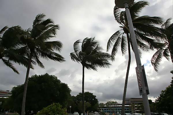 Clouds form over the central business district on Cairms waterfront as Queenslanders brace themsleves for Cyclone Yasi on February 1, 2011. Simon J. Baker / Getty Images