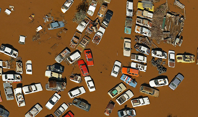 In Wangaratta, Victoria, cars sit deep in the floodwater, 7 September 2010. Scott Barbour / Getty Images / guardian.co.uk
