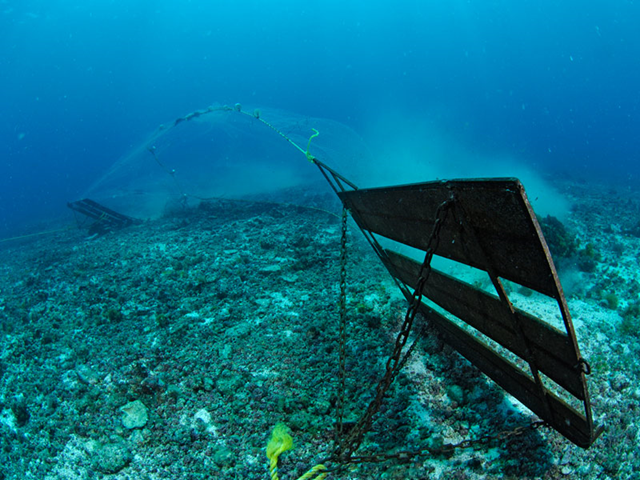 A bottom trawler scrapes the ocean floor in Mexico. Photograph by Brian Skerry