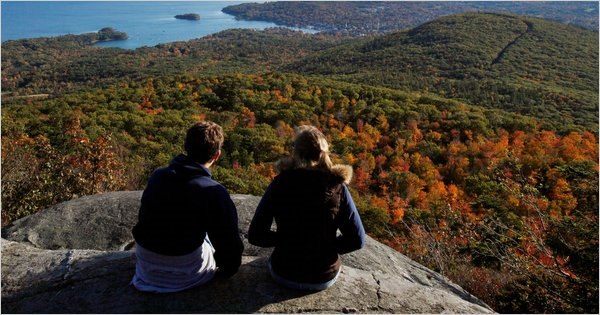 Fall on Mount Megunticook in Maine. Gov. Paul LePage wants three million acres of North Woods forests opened to development. Robert F. Bukaty / AP