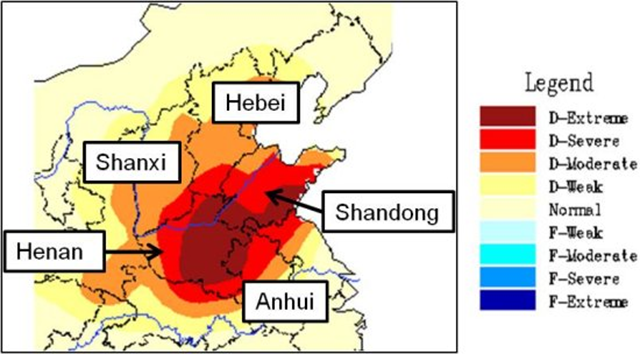 China drought condtions, 10 January 2011. Source: Division of Climate Impact Assessment / NCC / CMA / pecad.fas.usda.gov