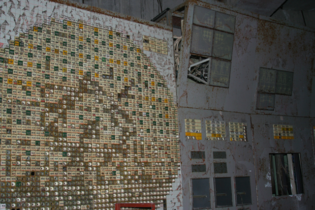 THE CONTROL ROOM: Instruments in the former control room for destroyed reactor no. 4 at the Chernobyl nuclear power plant, 2011. Charles Q. Choi / scientificamerican.com
