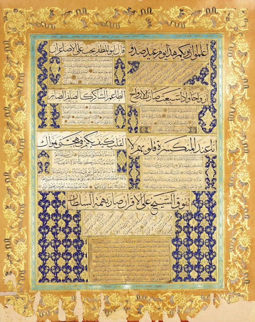 These compositions are signed by several of the most highly reputed Ottoman calligraphers: Seyh Hamdullah, Hafiz Osman, Hafiz Yusuf, Mehmed Rasim and Mahmud Celaluddin.