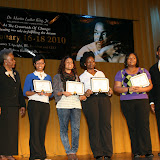 Scholarship Award Winners with (Left to Right) Kwame, Scholarship Chair Frances Rogers, and James Speight III