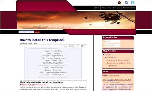 Red Dark Wrath blogger template