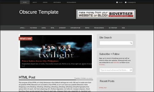 Obscure Magazine blogger template