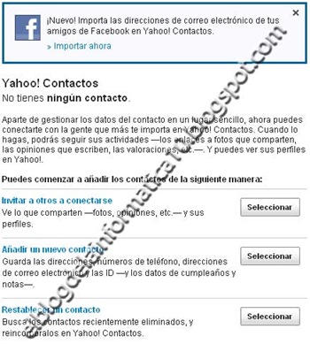 Importar contactos de Facebook a Yahoo