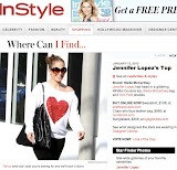Instyle.com January 13th, 2010 - Jennifer Lopez in Red Sparkle Heart baggy beach jumper