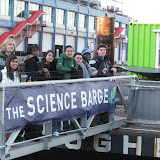 The Riverside High group heads onto the Barge at Chelsea Piers.