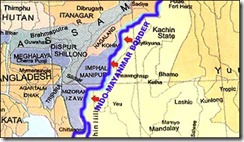 A graphic map showing the Indo-Myanmar border along the territory of Manipur
