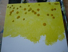 White gesso based canvas with yellow layer