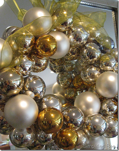 metallic glass ornament wreath diy silver gold