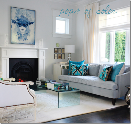 grey and turquoise designer living room