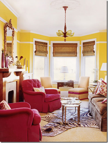 yellow red formal living room designer