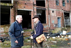 Colin and John enjoying some dereliction. Pic tg