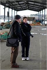 David and Marie on the wind swept Fish Quay. Pic TG