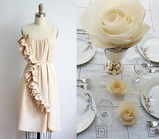 Pair this gorgeous Dolly Pearl blush nude dress with ivory DIY paper roses 