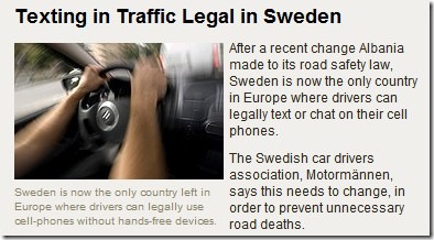 texting legal sweden