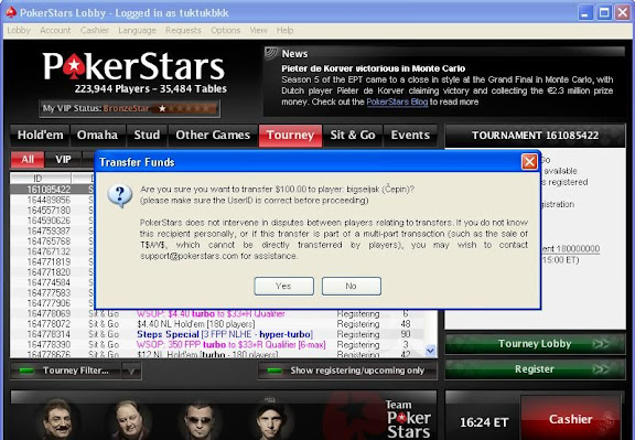 Payment on Pokerstars