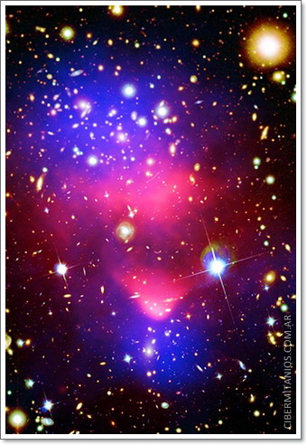 materia oscura (en azul) captada por la NASA