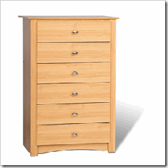 prepac maple 6-drawer chest