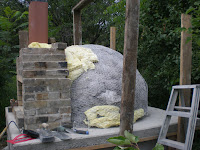 Mesh installed over the castable insulation.  The yellow stuff is there for bulk and to support the mesh.