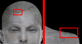 Aplique rachaduras em várias partes da estátua, como na cabeça