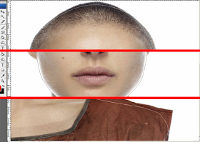 Detalhes do demarcador em torno da modelo