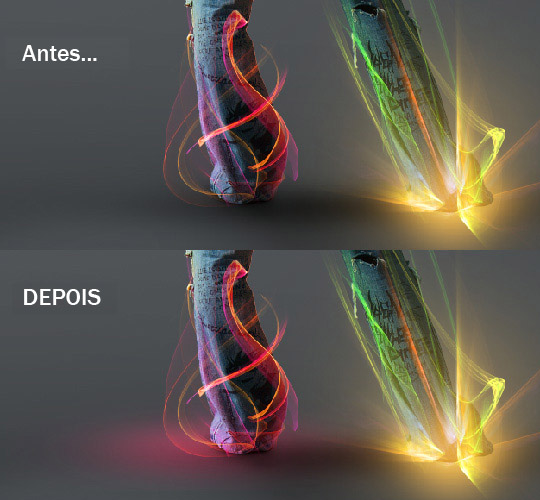 Após pintura na camada com mesclagem alterada