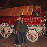 D&K in front of a restored Budweiser wagon once used to deliver beer.