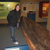 Katie with a Maori waka (canoe) used to travel from East Polynesia