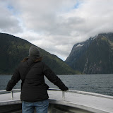 Katie tries to capture the grandeur of Milford Sound