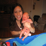 Allison's first bath at home