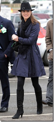 Kate Middleton arrives for the last day of the Cheltenham National Hunt Festival meeting.