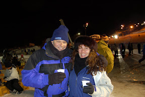 Sampling mulled wine and hot sake at the Furano Ski Festival